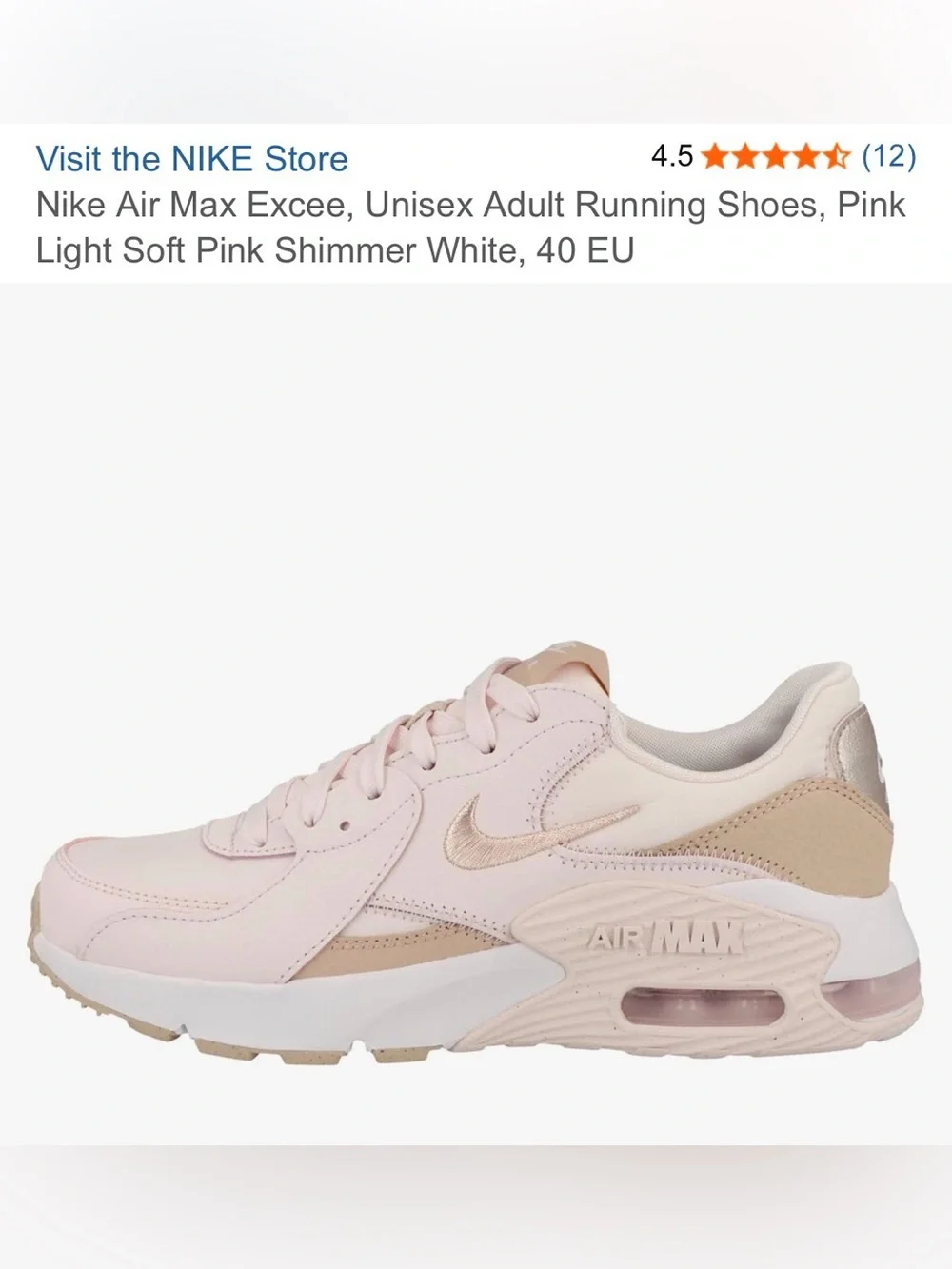 Nike Unisex Women’s size 11 Air Max Excee in Blush Pink and Beige